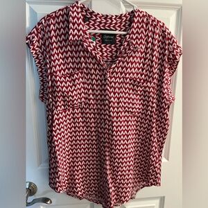 NWT XL red and white loose fit blouse